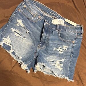 American Eagle Outfitters Women's Ripped Blue Jean Shorts